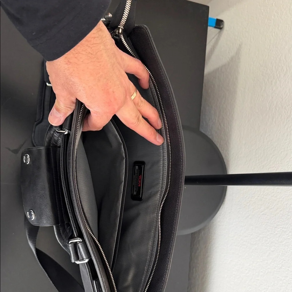 Tumi Black Slim Leather Briefcase